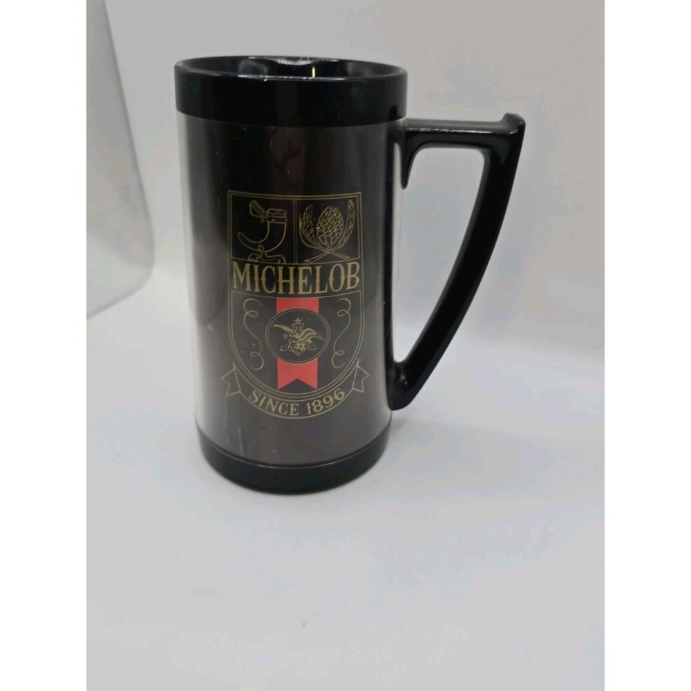 Michelob Beer Mug Vintage Thermo Serv Black Plastic Stein Cup USA